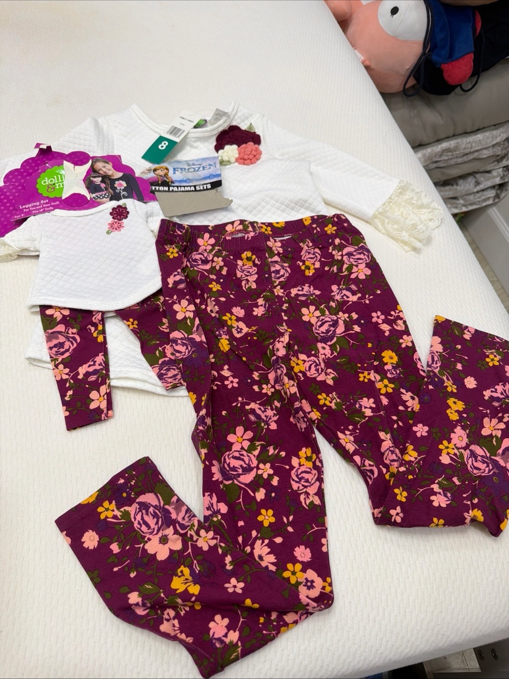 Disney Frozen Dollie & Me Girls Size 8 Pajama Set Matching 18” Doll Outfit NWT
